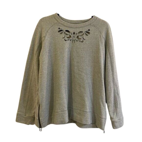 Soft Surroundings Large Top Sweatshirt Urban Chic Sage Green Comfy Soft Cotton - Picture 3 of 13